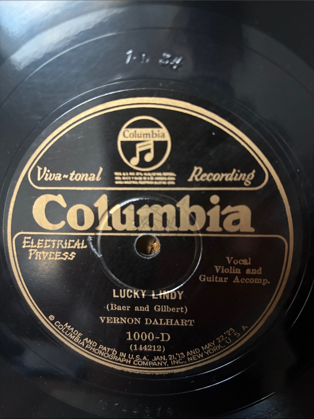 Vernon Dalhart – Lucky Lindy/Lindbergh (The Eagle Of The U. S. A.) 1927 Columbia